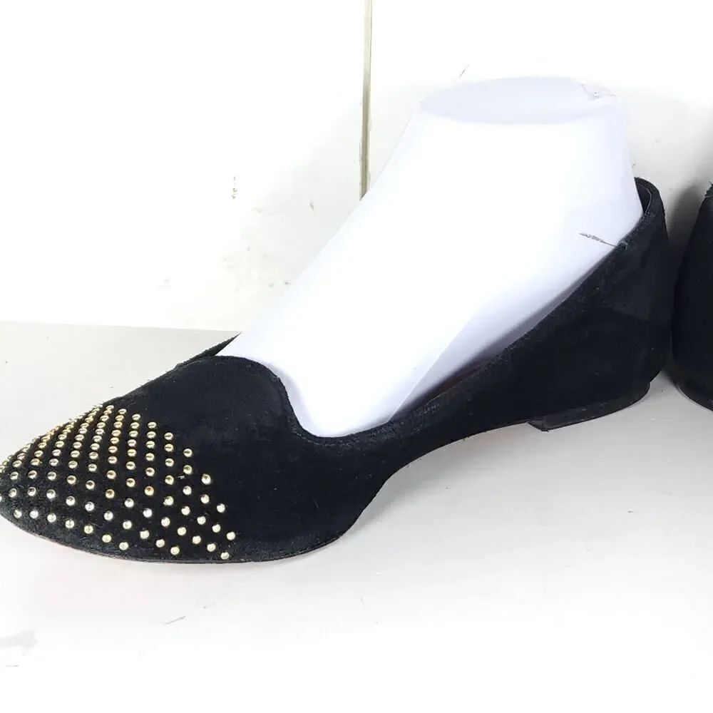 Loeffler Randall Women's Mo US 7,5B Black Suede Studded Slip On Flats Shoes - Picture 7 of 16